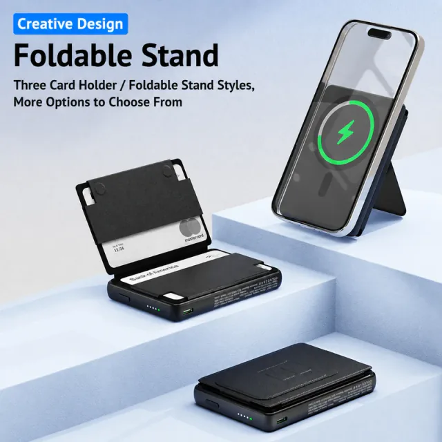 T12B - Wallet Folding Holder Magnetic Wireless Power Bank