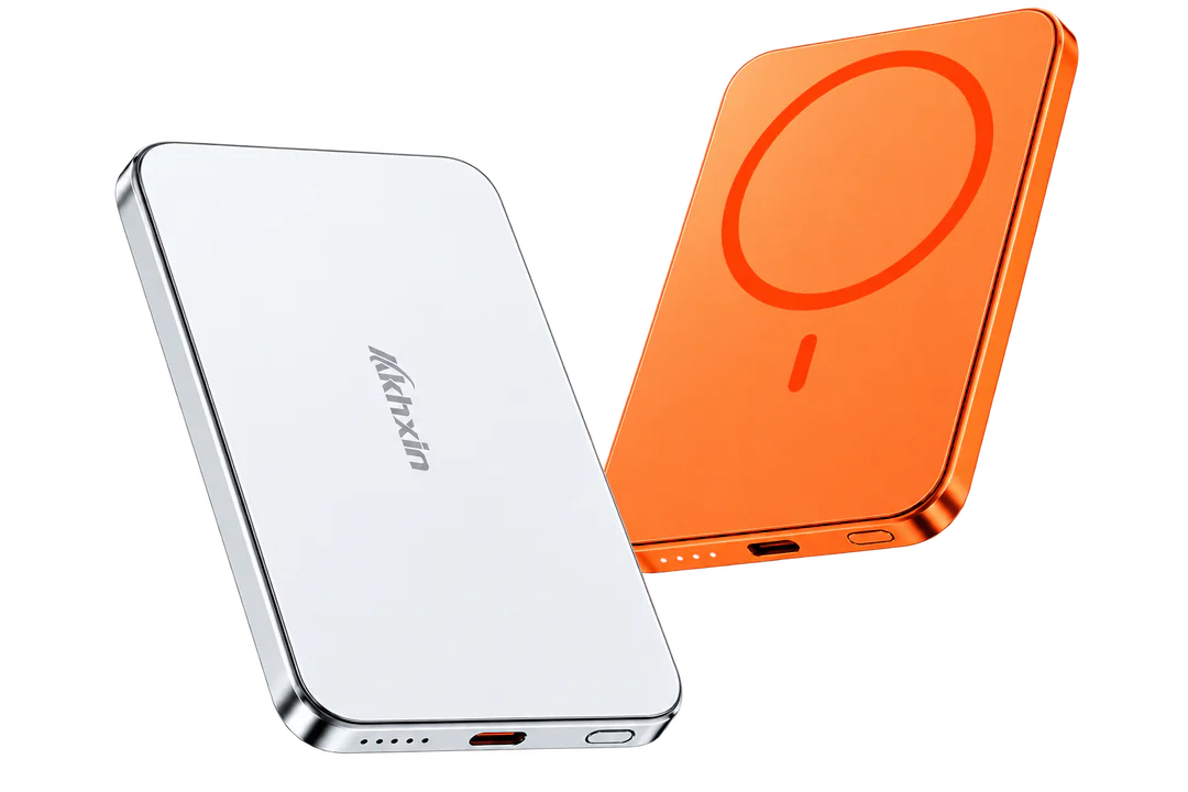 T20C semi-solid-state magnetic power bank in silver and orange